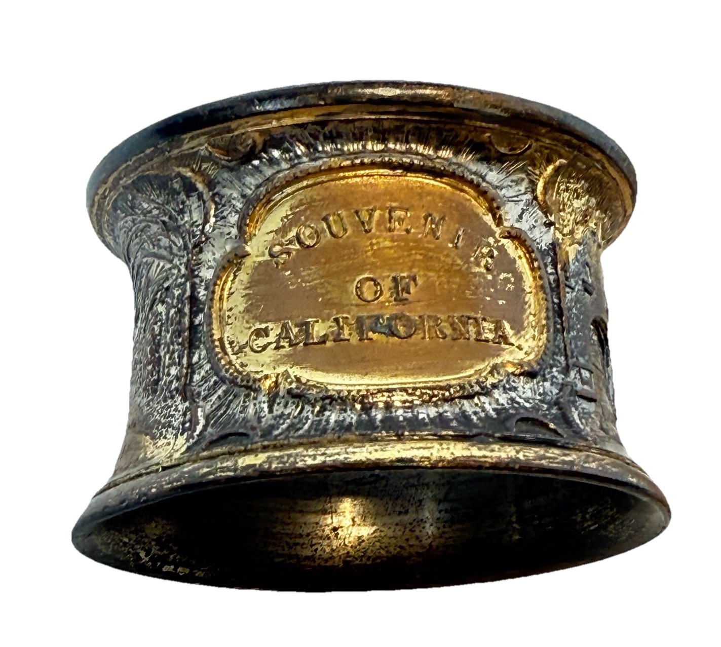 Antique SOUVENIR OF CALIFORNIA CA Metal Plate Towel Napkin Ring