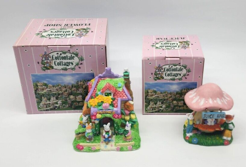 Cottontale Cottages lot of 2 Juice Bar  and Flower shop Easter Village Bunny box