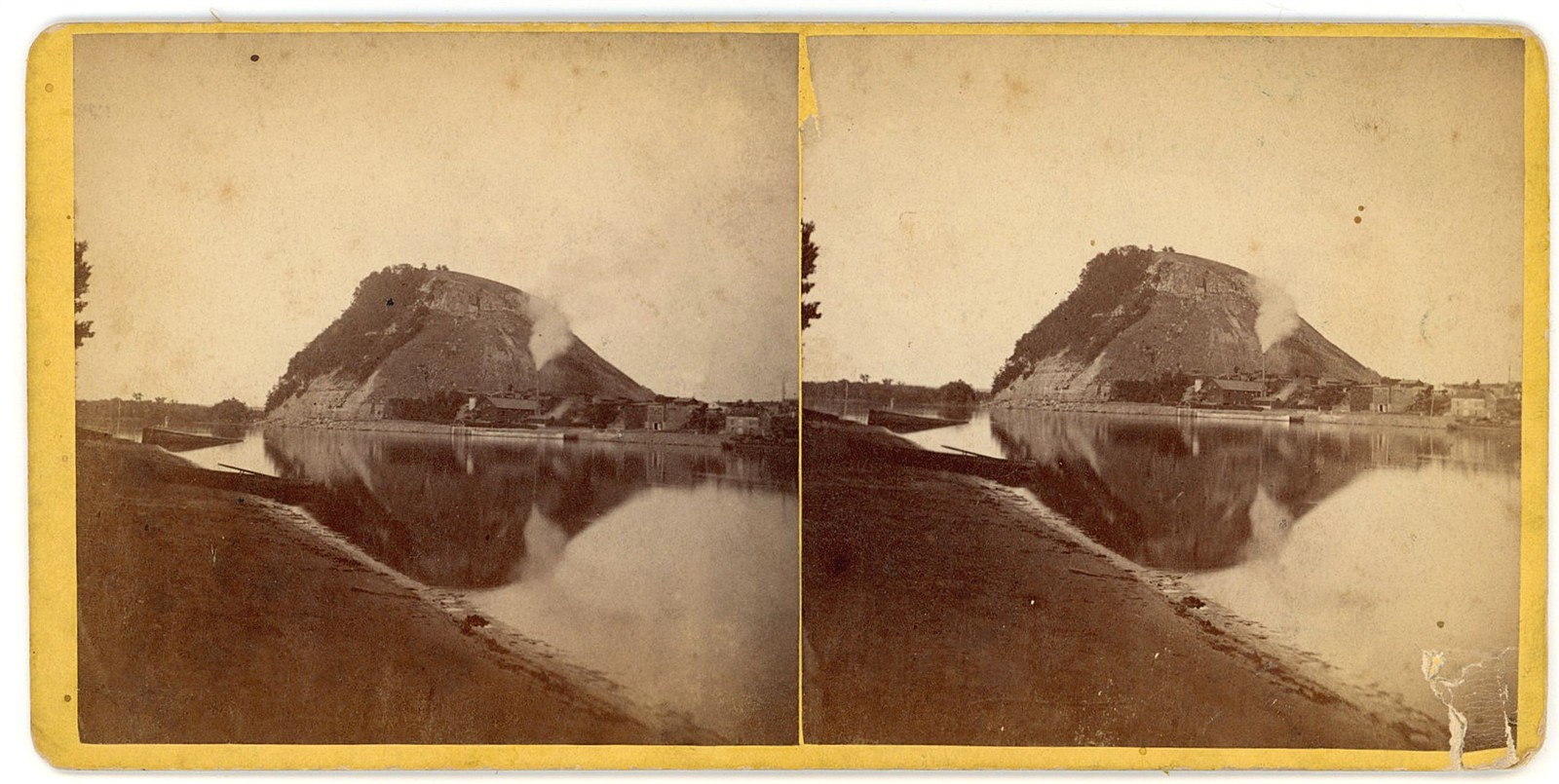 MINNESOTA STEREOVIEW - Barn Bluff at Red Wing - JD Kellogg 1870s RARE
