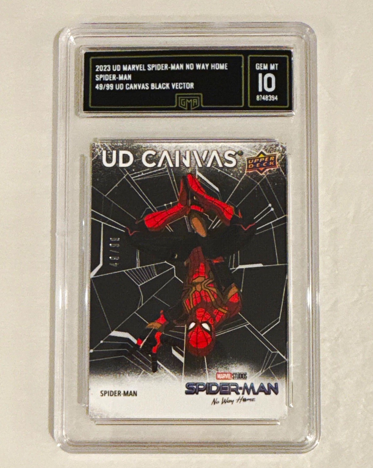 2023 UD Marvel Spider-Man No Way Home Canvas Black Vector 49/99 Gem Mint 10