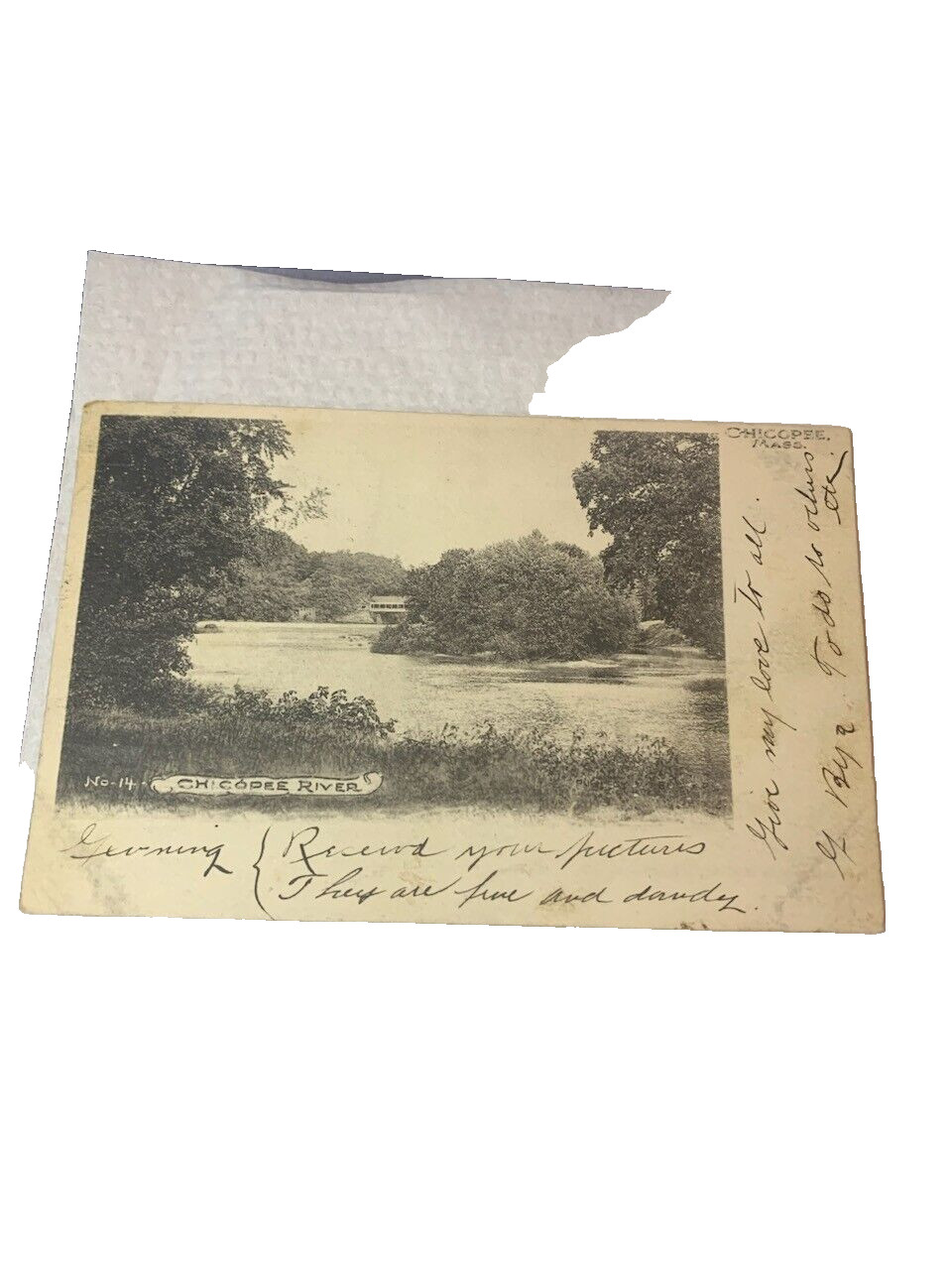 Postcard Antique View of Chicopee River, Chicopee, MA.   L6