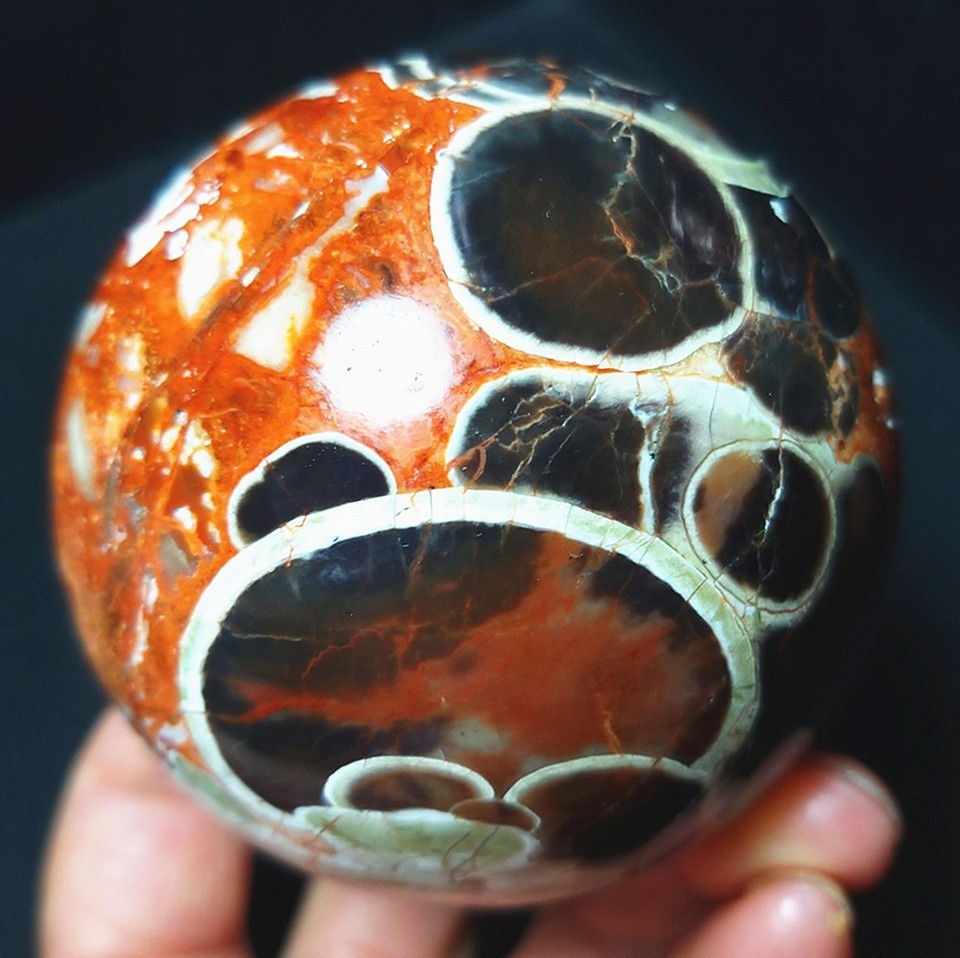 RARE 360g Natural Polishing Colorful Agate Crystal Ball Reiki Healing AB1704