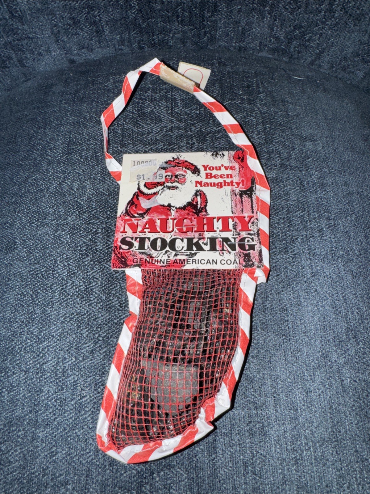 Vintage 1984 Naughty Stocking Genuine American Coal Gag Gift Mesh Santa Sack NEW