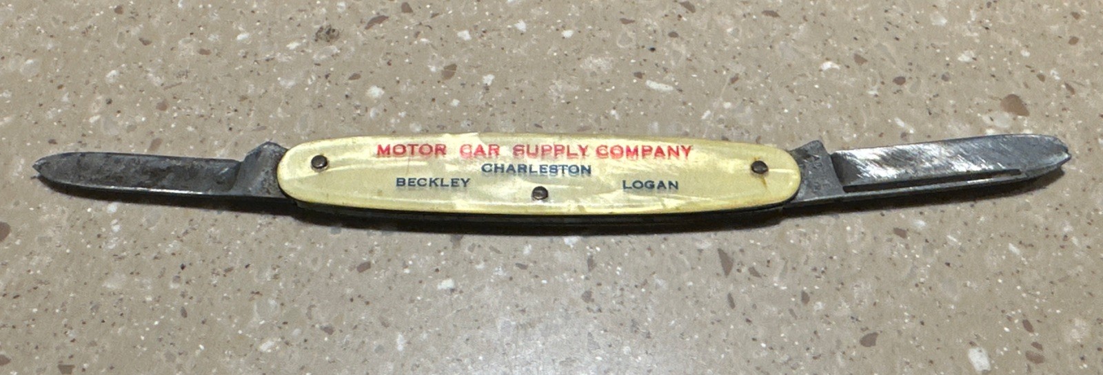 VTG Ad-Knife Advertising Folding Pocket Knife Motor Car Supply Charleston WV