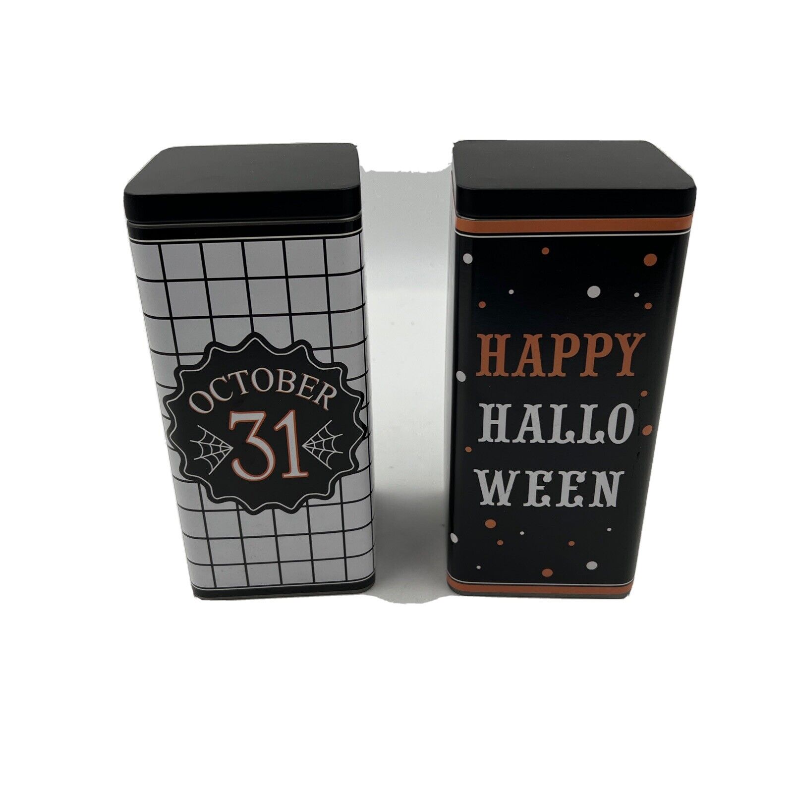 Metal 3.5x8in October 31 and Happy Halloween Canister Set CC01B10009
