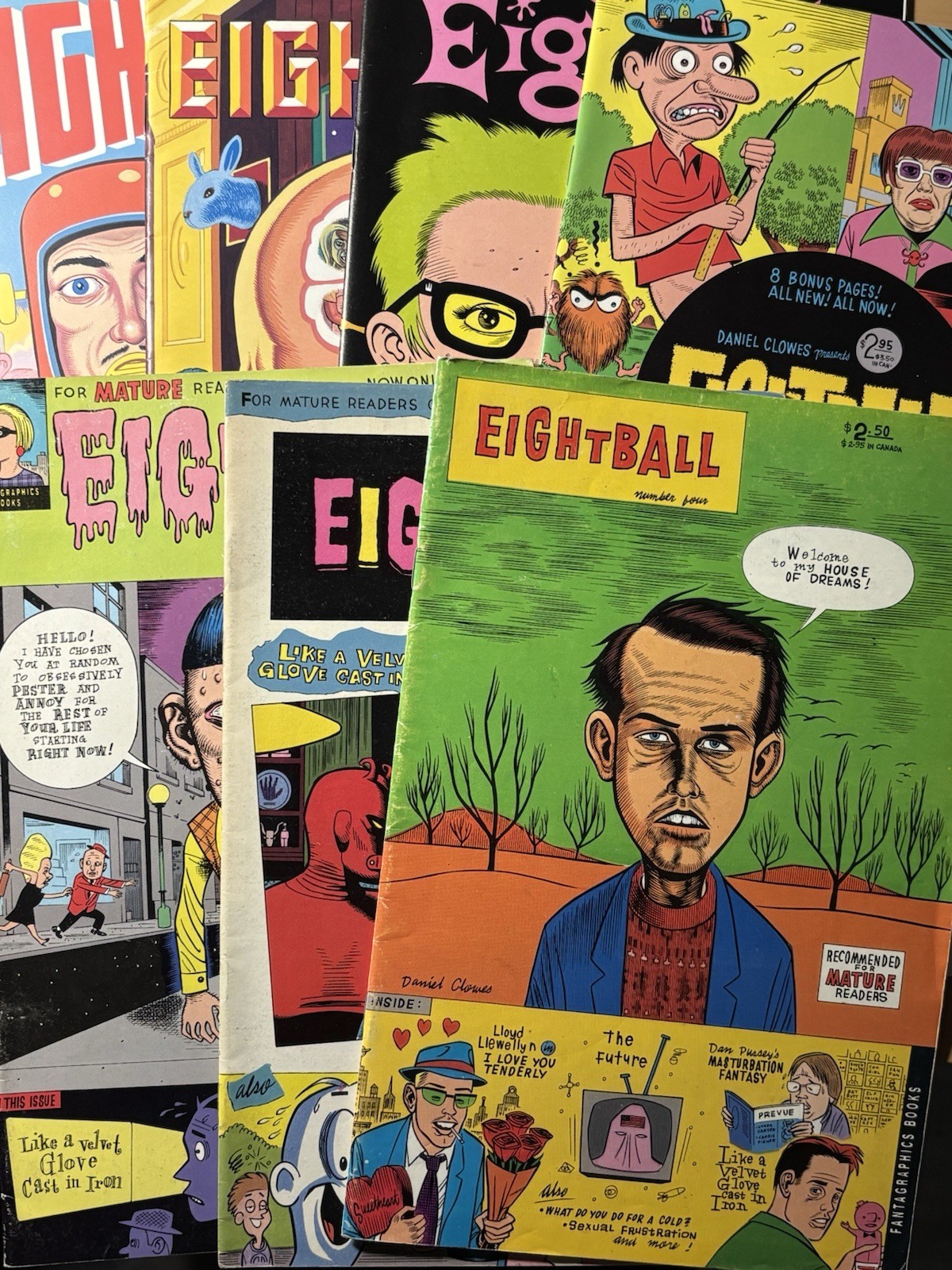Daniel Clowes Eightball 7 Issues Lot, #4, 5, 8, 11, 13, 17, 18 Fantagraphics
