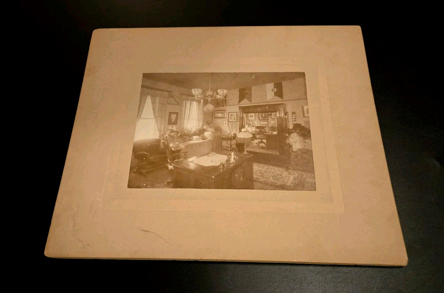 Antique Yale University Dorm Room Interior Cabinet Photo Circa 1902 Pennants