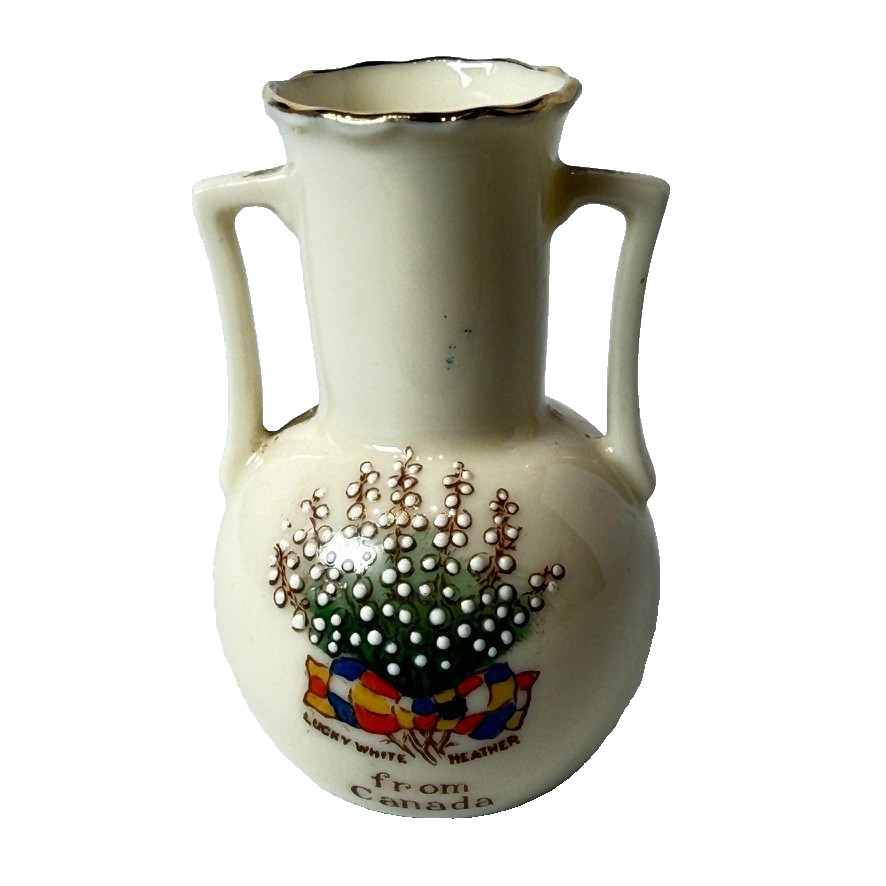 ROYAL CAULDON Crested LUCKY WHITE HEATHER China CANADA CRESTED-WARE TRINKET