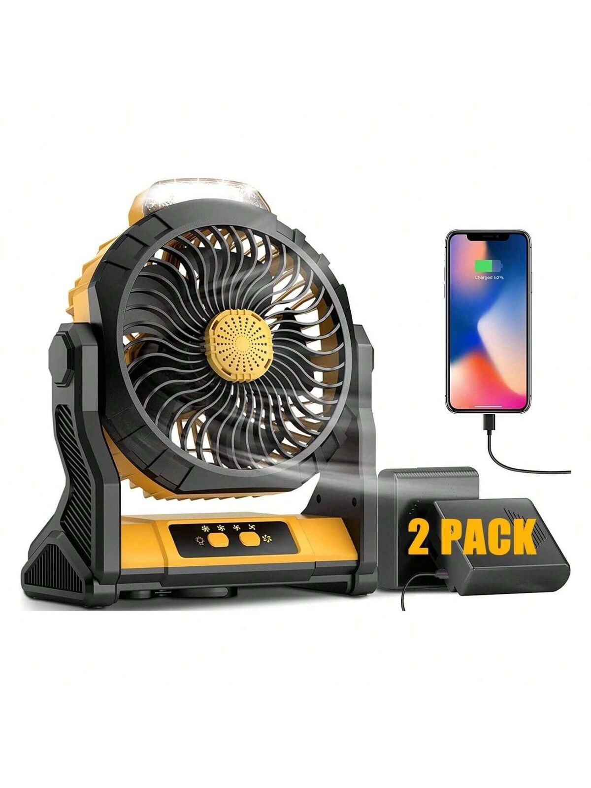 YONGSTYLE Portable Camping Fan with Lights, 20000mAh Battery Operated Fan