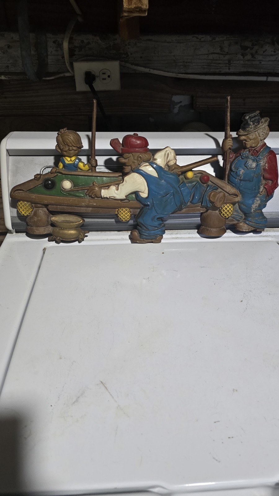 Vintage 1971 Sexton Wall Art Hanging #792 Man Shooting Pool Cast Iron Metal