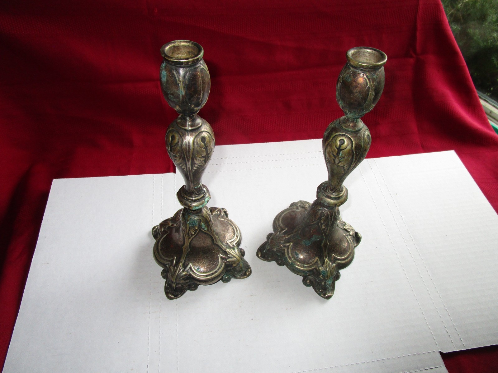 Antique Candlesticks Fraget N Plaque # 1199  (Twelve inches tall)