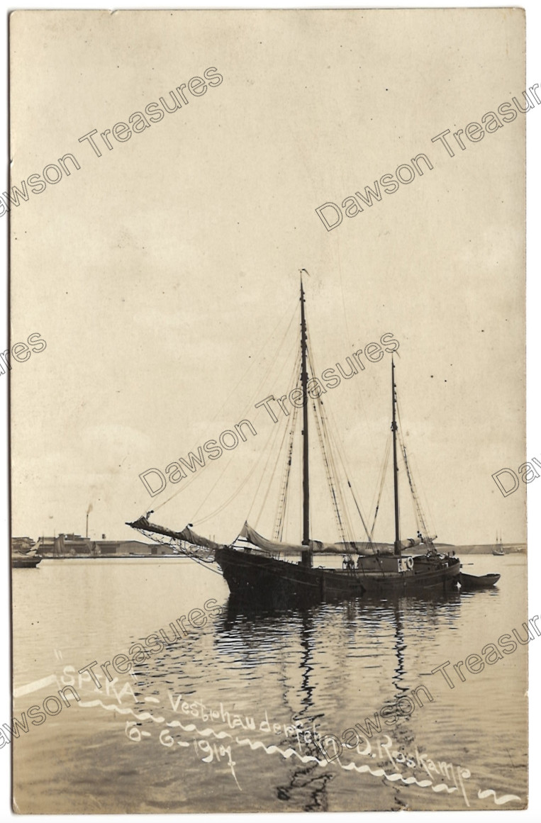 WWI Schooner Spika 1917 Vestblommaud der Rlyn D. Roskamp Photo Postcard RPPC