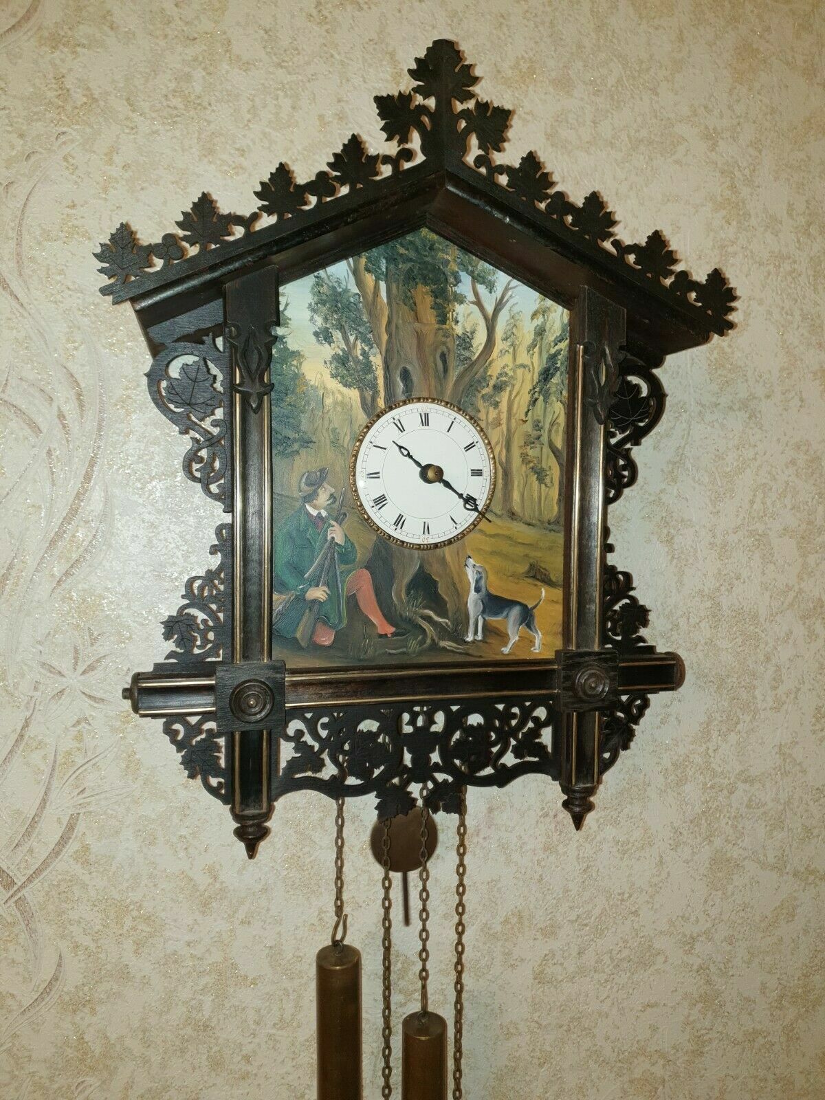   Antique Oil Painting Cuckoo Clock