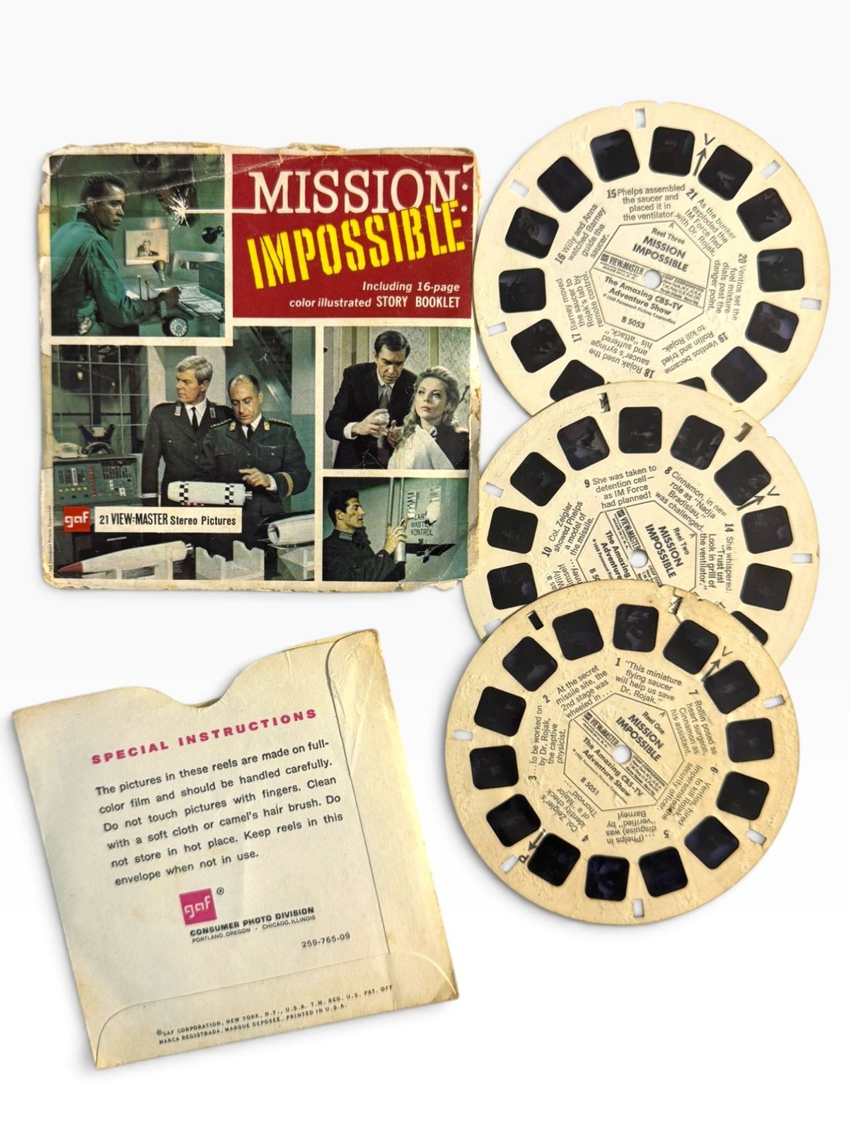Vintage GAF View-Master Mission Impossible B505 Complete 3 Reel Set 1968 CBS TV 