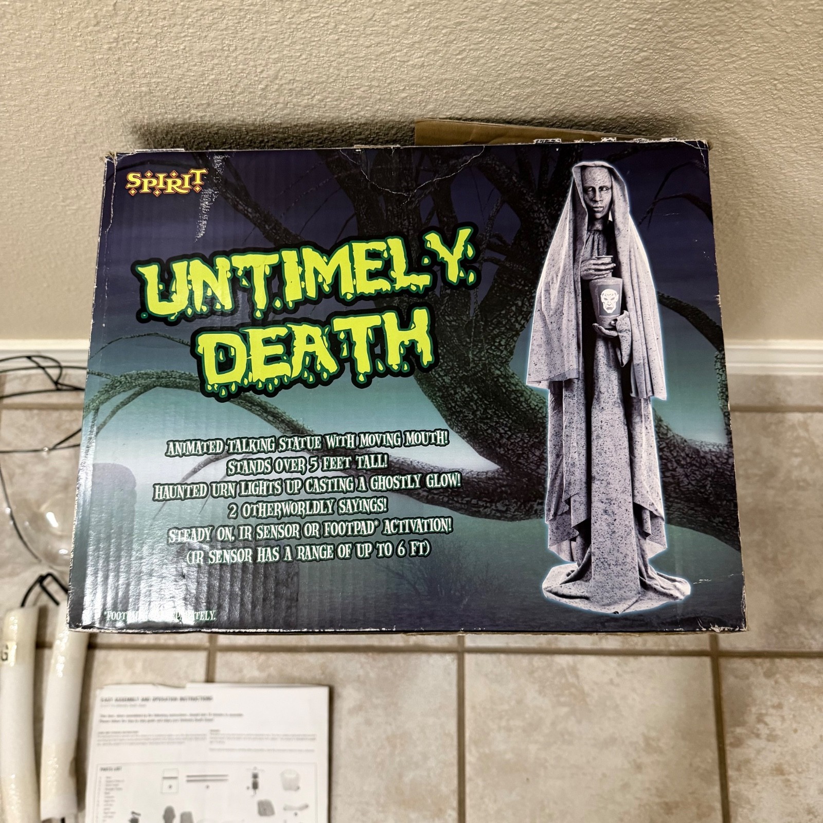 Spirit Halloween 2014 RARE Untimely Y Death Animated 100% COMPLETE w/BOX Tested