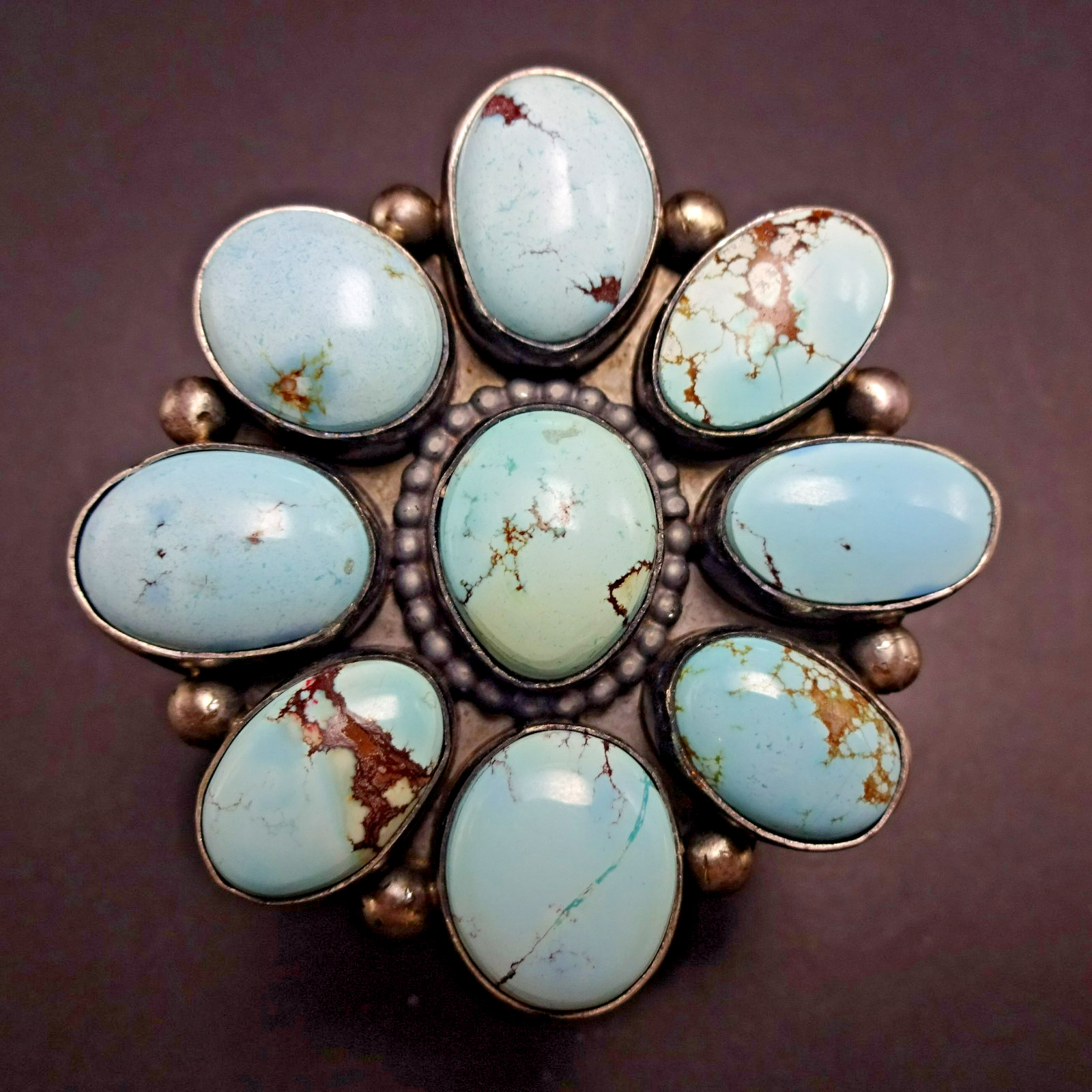 TRICIA SMITH Golden Hills TURQUOISE CLUSTER Sterling Silver RING sz 9 Adjustable TRICIA SMITH Golden Hills TURQUOISE CLUSTER Sterling Silver RING sz 9 Adjustable