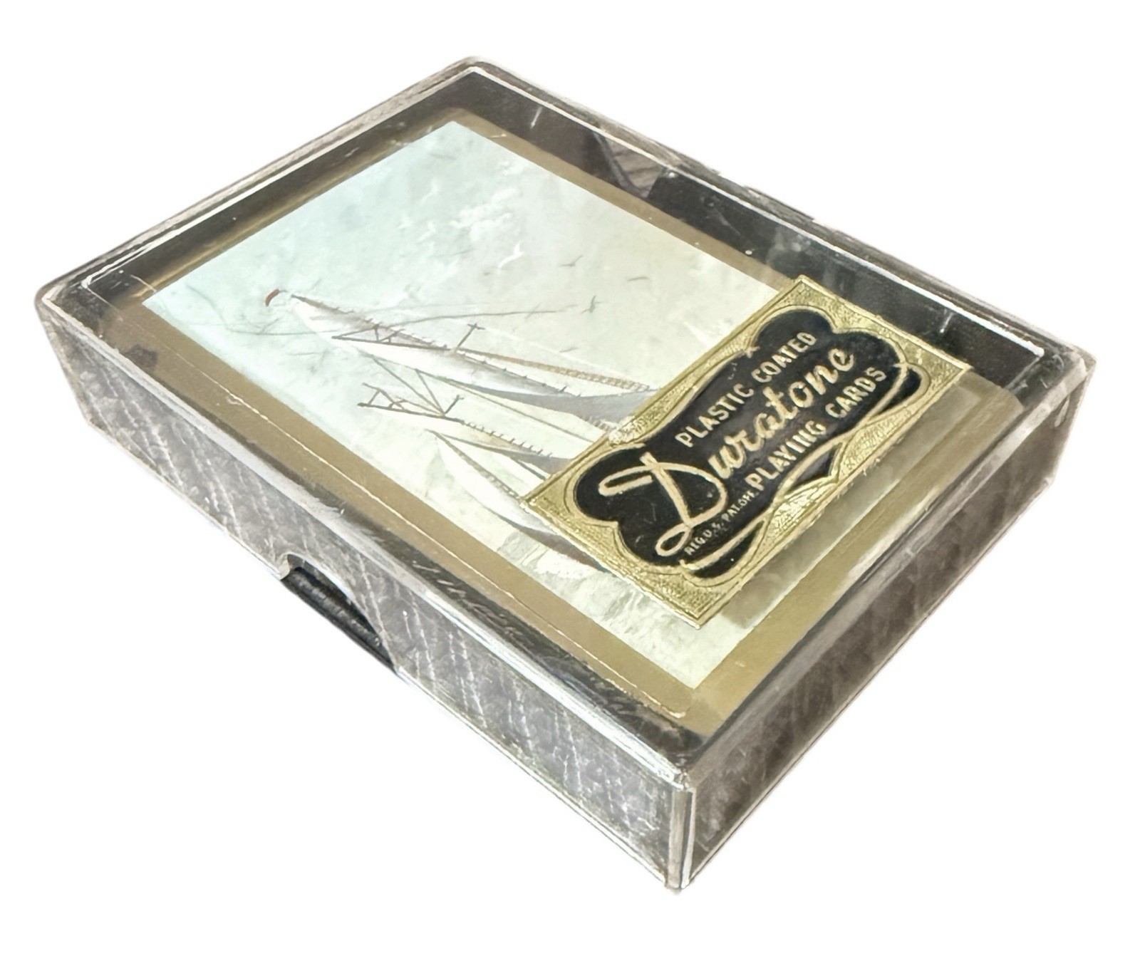 Vintage 1950\'s Duratone Playing Cards Original Sealed Cellophane Ships At Sea Vintage 1950\'s Duratone Playing Cards Original Sealed Cellophane Ships At Sea