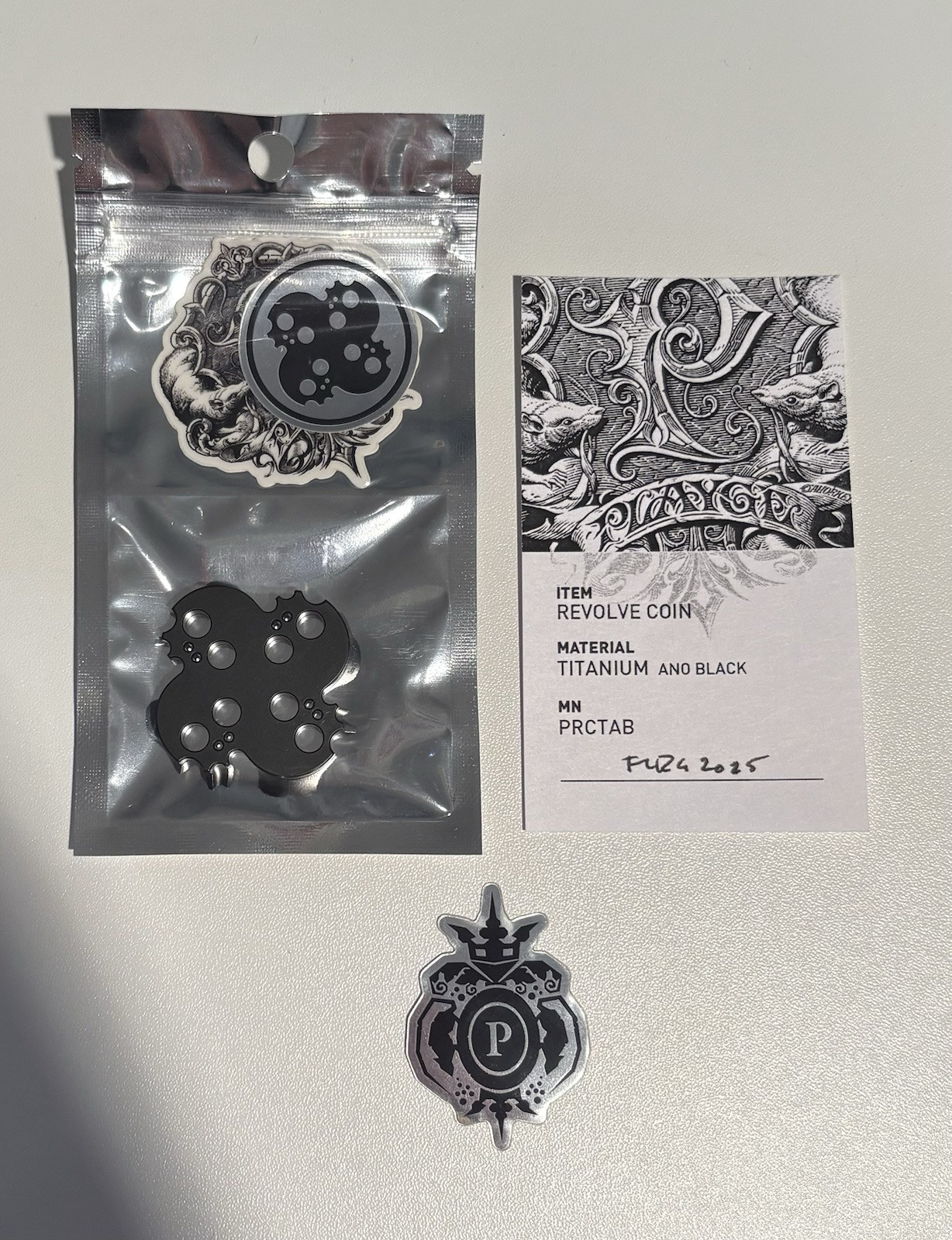 Playge “Levels of Black” Black Anodized Revolve Titanium Coin