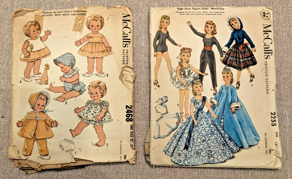 VTG McCall\'s Sewing Patterns Lot of 2 Doll Wardrobe 2468 & 2255 CUT - 