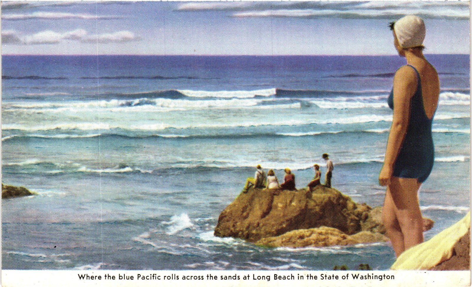 WASHINGTON Long Beach Ocean Beach Vintage Postcard