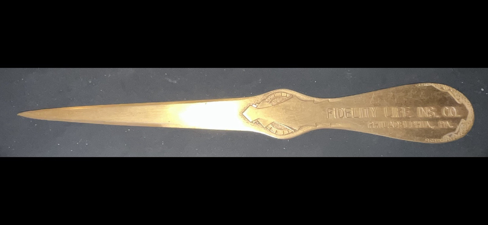 Vintage Fidelity Life Insurance Bronze Letter Opener Philadelphia PA