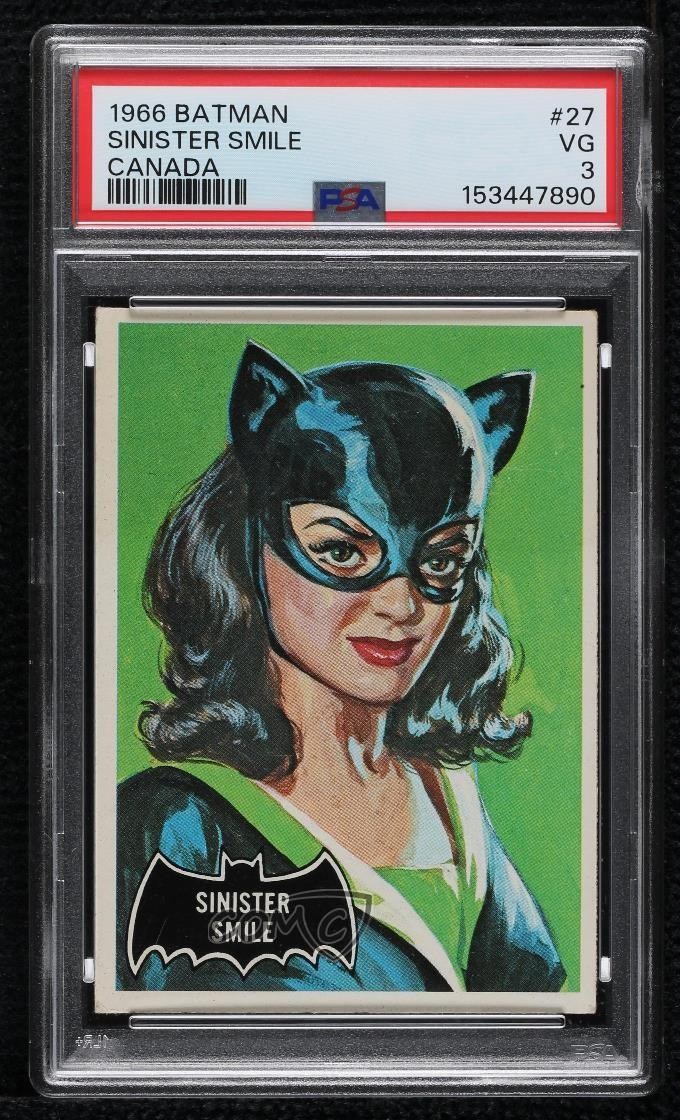 1966 O-Pee-Chee Batman Black Bat Catwoman Sinister Smile #27 PSA 3 0xu0