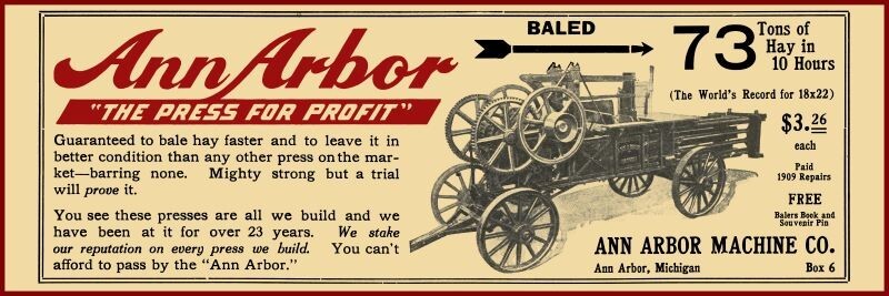 1910 Ann Arbor Hay Press, MI NEW Metal Sign 12