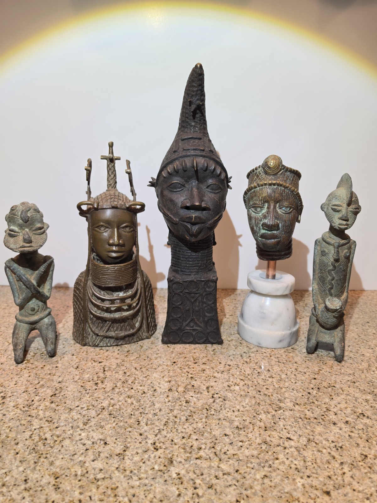 Antique Benin Bronze Oba Head Sculpture - Edo Nigeria Tribal Art - Tikar lot