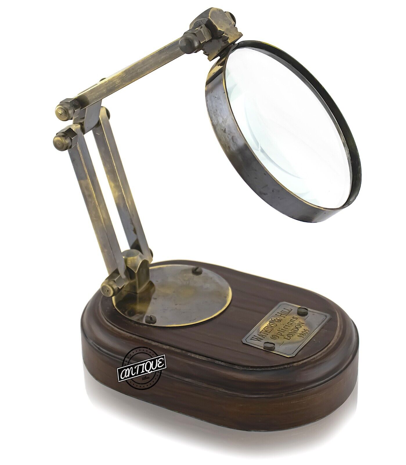 Brass Desk Magnifying Glass Adjustable Stand Vintage Magnifier Christmas Gift 5X