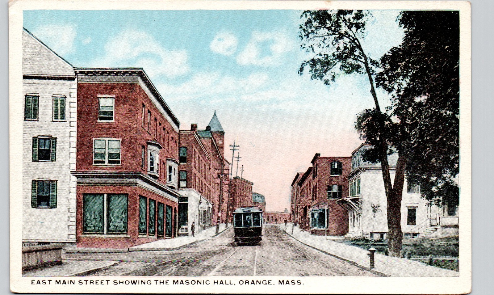 EAST MAIN STREET orange ma c1910s postcard massachusetts downtown shops trolley