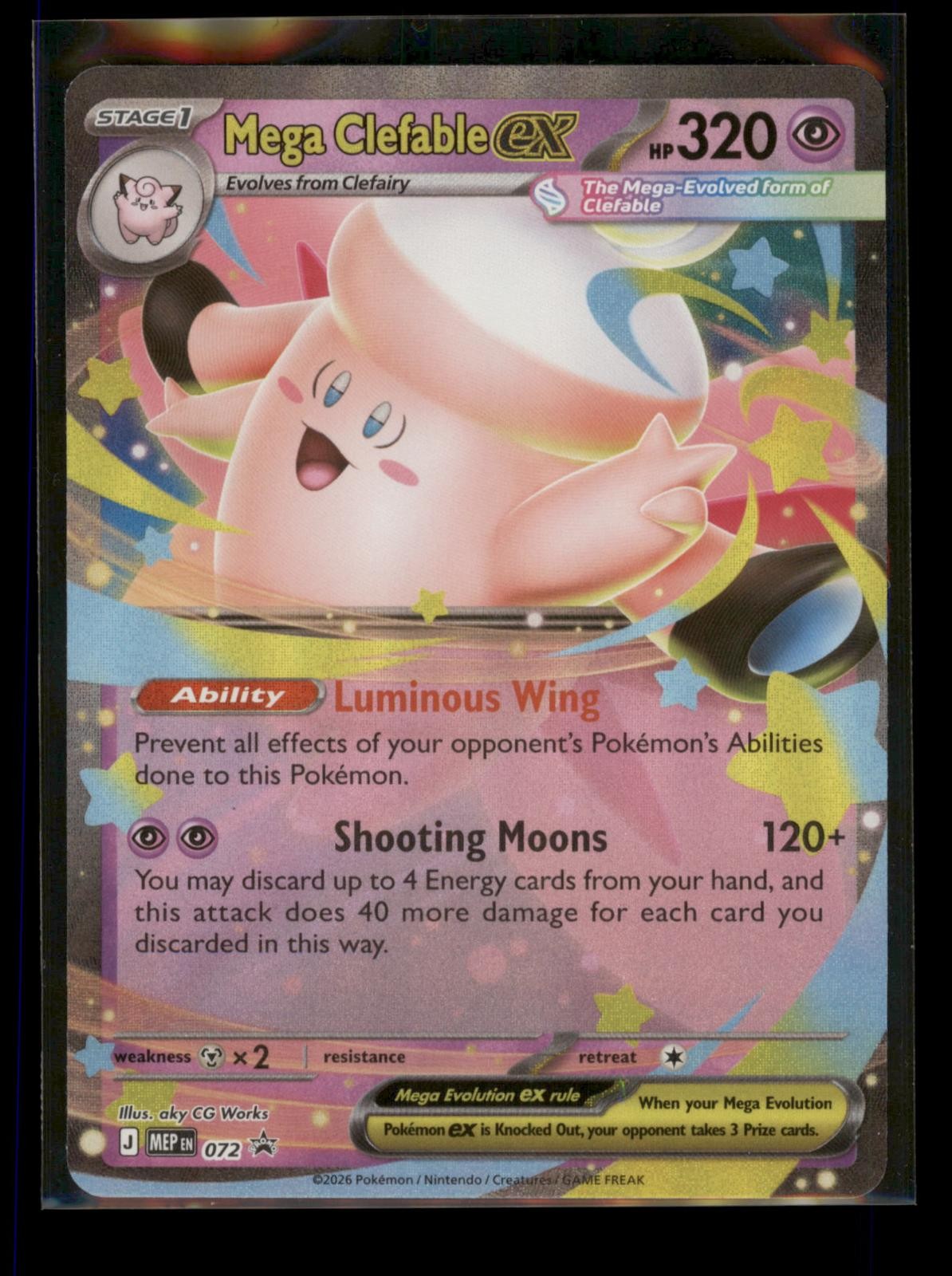 Mega Clefable ex 072 Holo Promo ME: Mega Evolution Promo Pokemon Near Mint