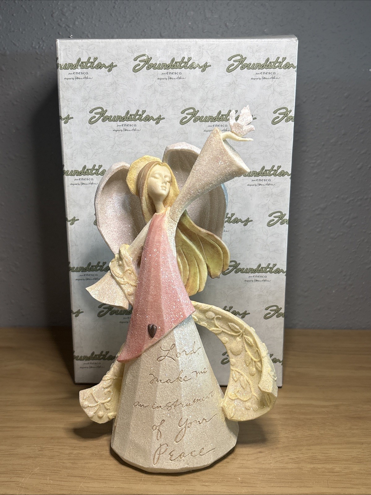 Enesco 2006 Foundations By Karen Hahn Peace Angel Figurine 4006694