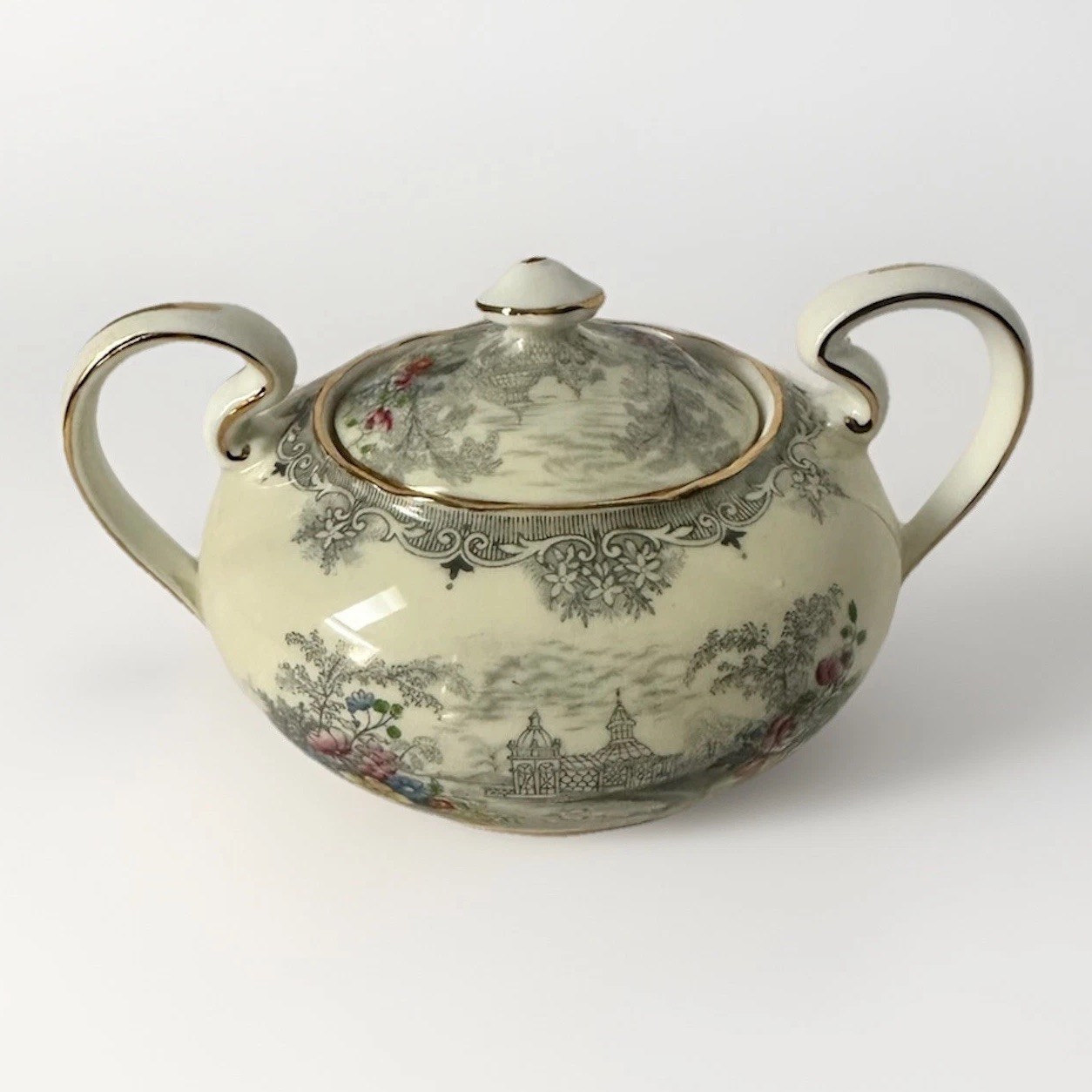 Vintage Aynsley China Queen’s Garden Sugar Bowl & Lid Pale Yellow B3