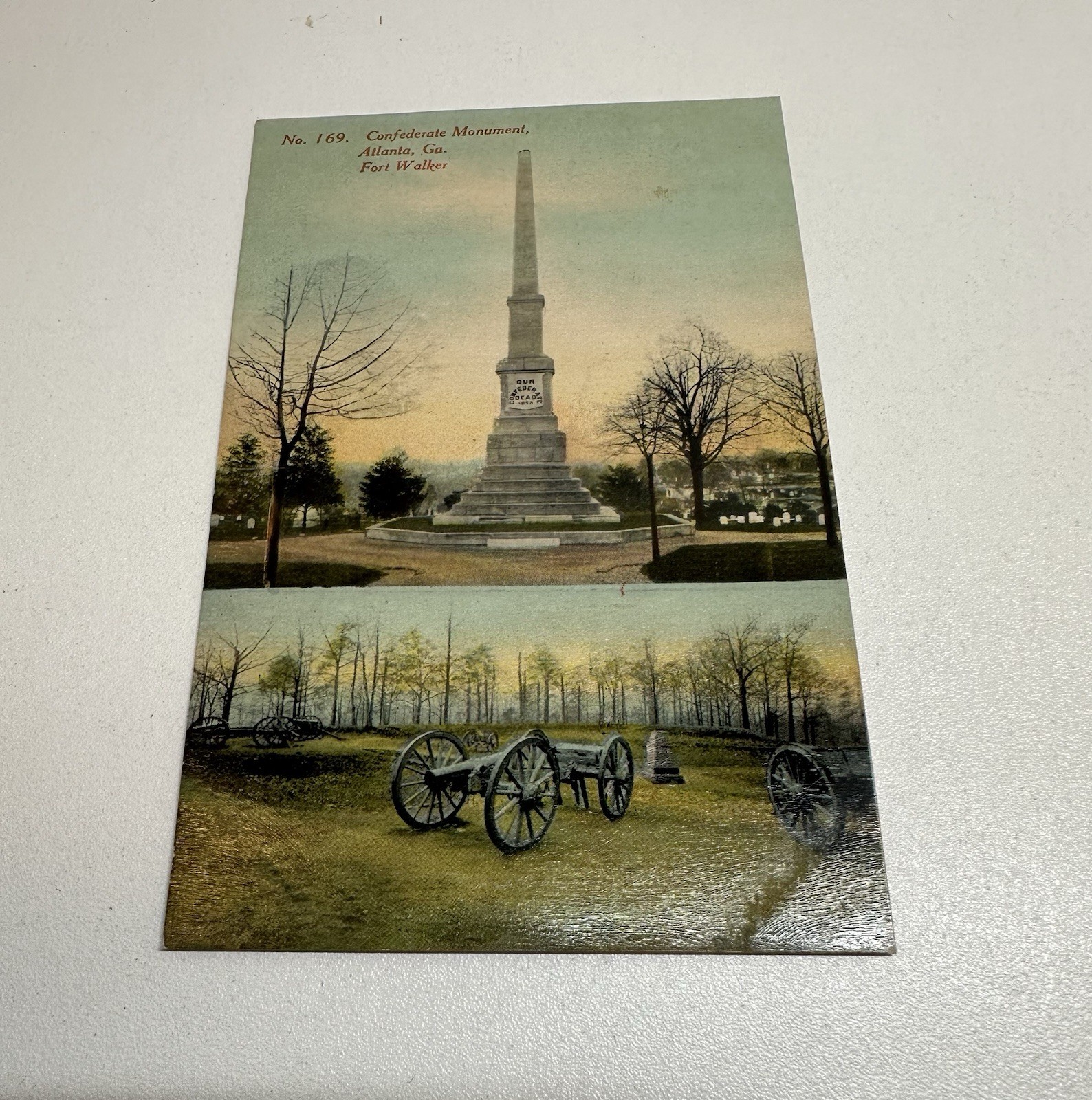 Vintage Atlanta GA Postcard Confederate Monument Fort Walker Civil War Kress 