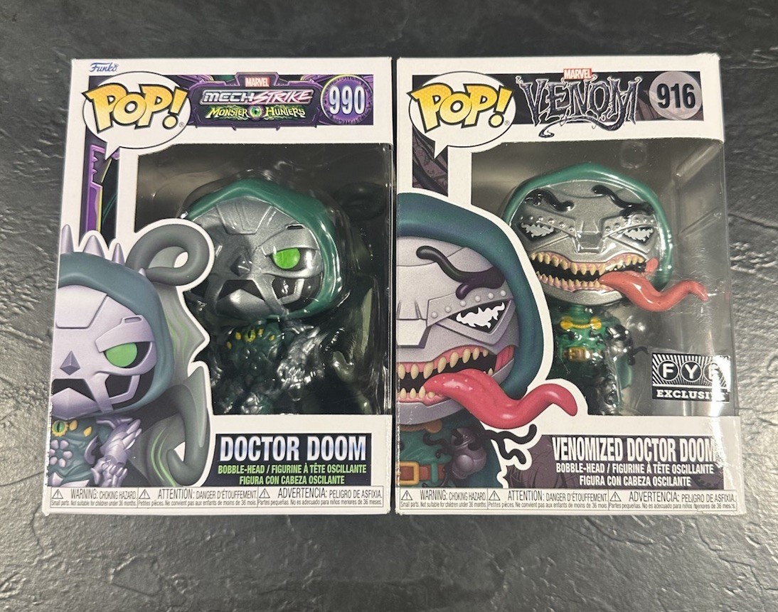 Doctor Doom Funko Pop Lot - Venomized Doom 916 FYE Exclusive - Doctor Doom 990