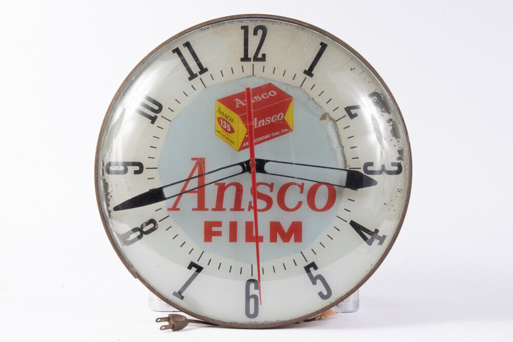 Agfa Ansco Promotional Clock Advertisement TESTED And WORKING E14699