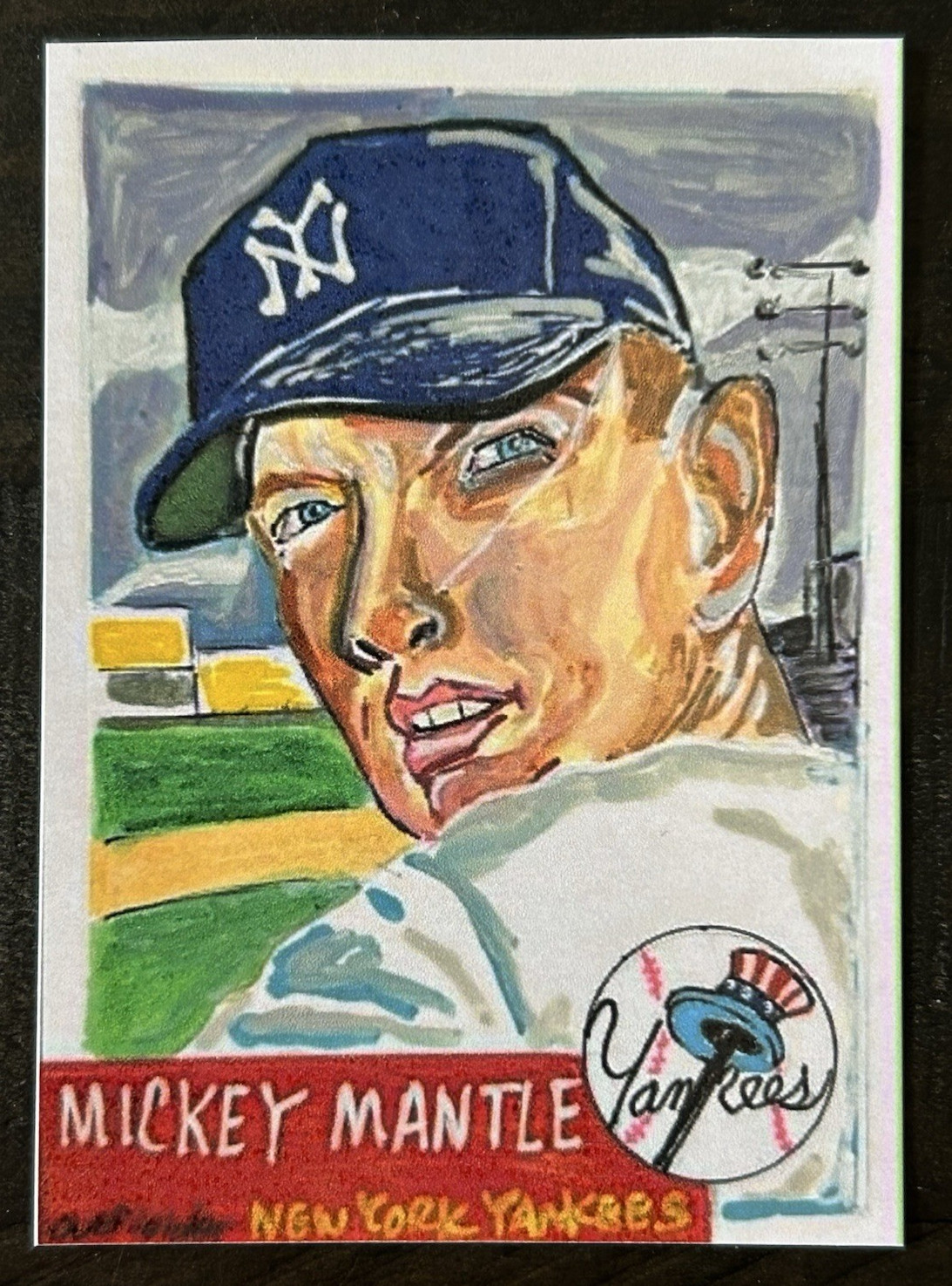 ACEO Sketch Trading Print Card ‘53 ‘59 ‘67 Mickey Mantle Yankees Hand-drawn Art