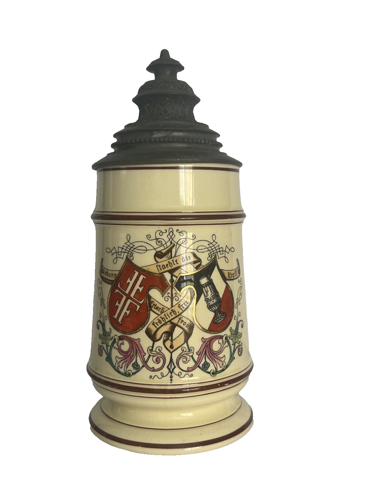 Antique German Beer Stein with Turner Society 4F symbol Antique German Beer Stein with Turner Society 4F symbol