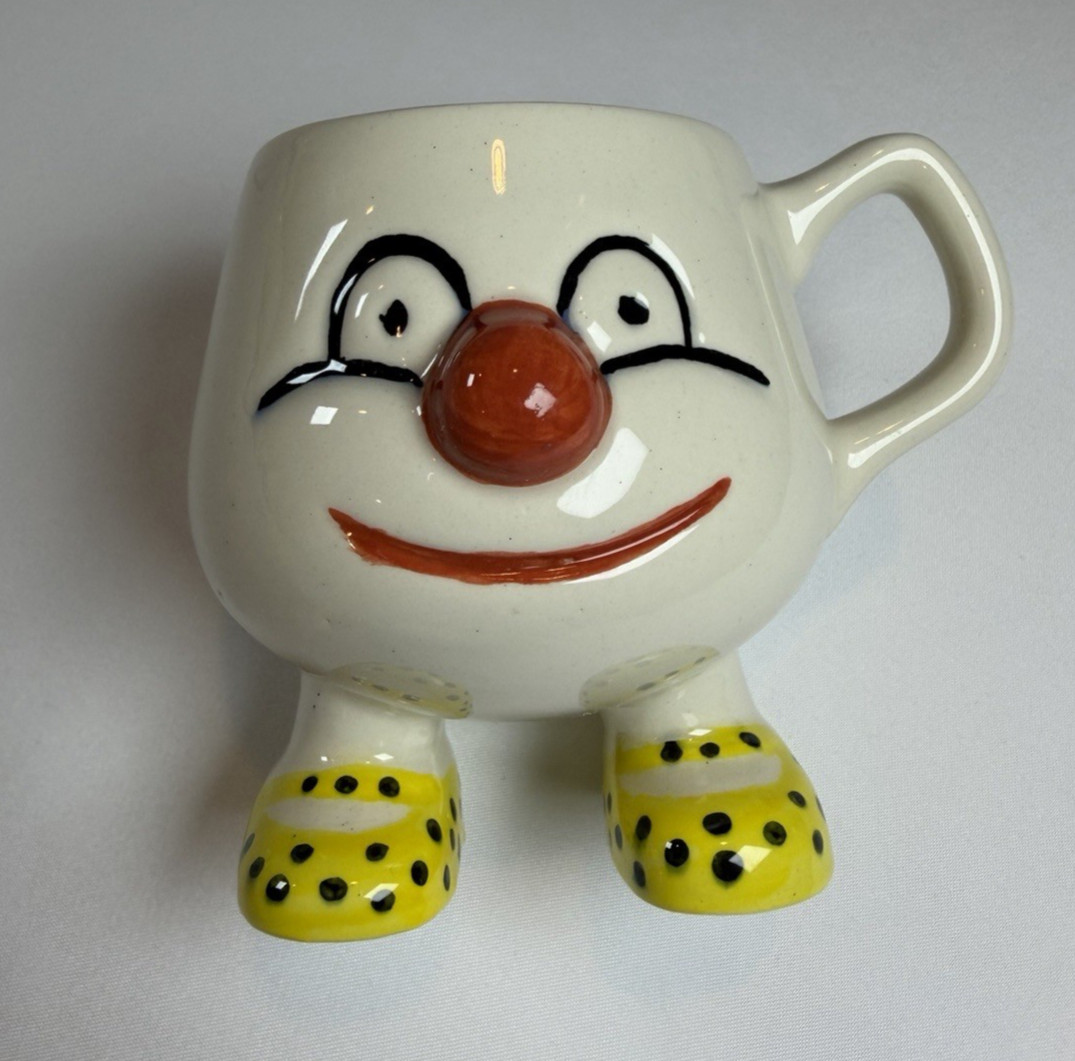 Bernadette Eve England Cup Mug Clown Face Carlton Circus Vintage 70s Polka Dot
