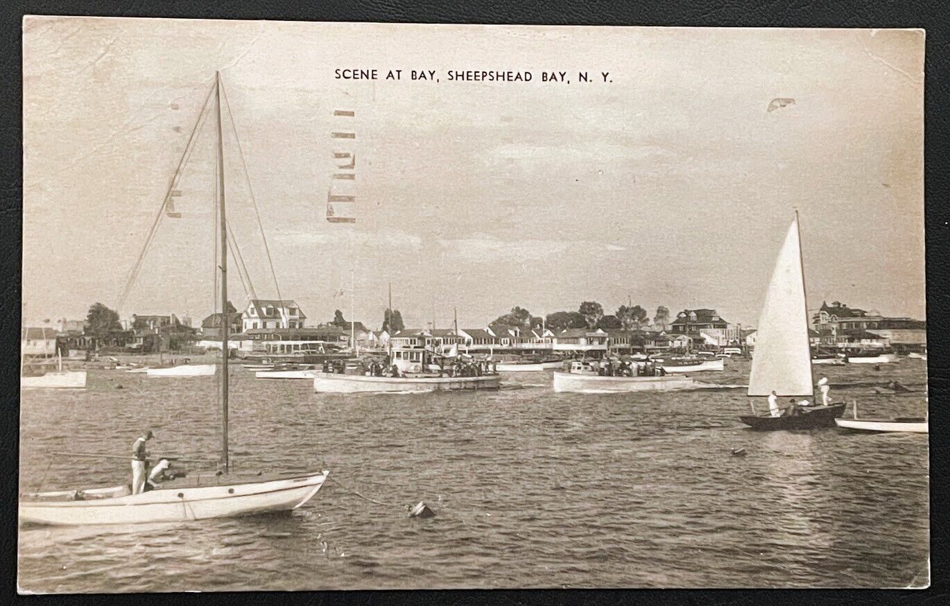 Sheepshead Bay New York 1940 Postmarked Vintage Photo Picture Postcard RPPC NY