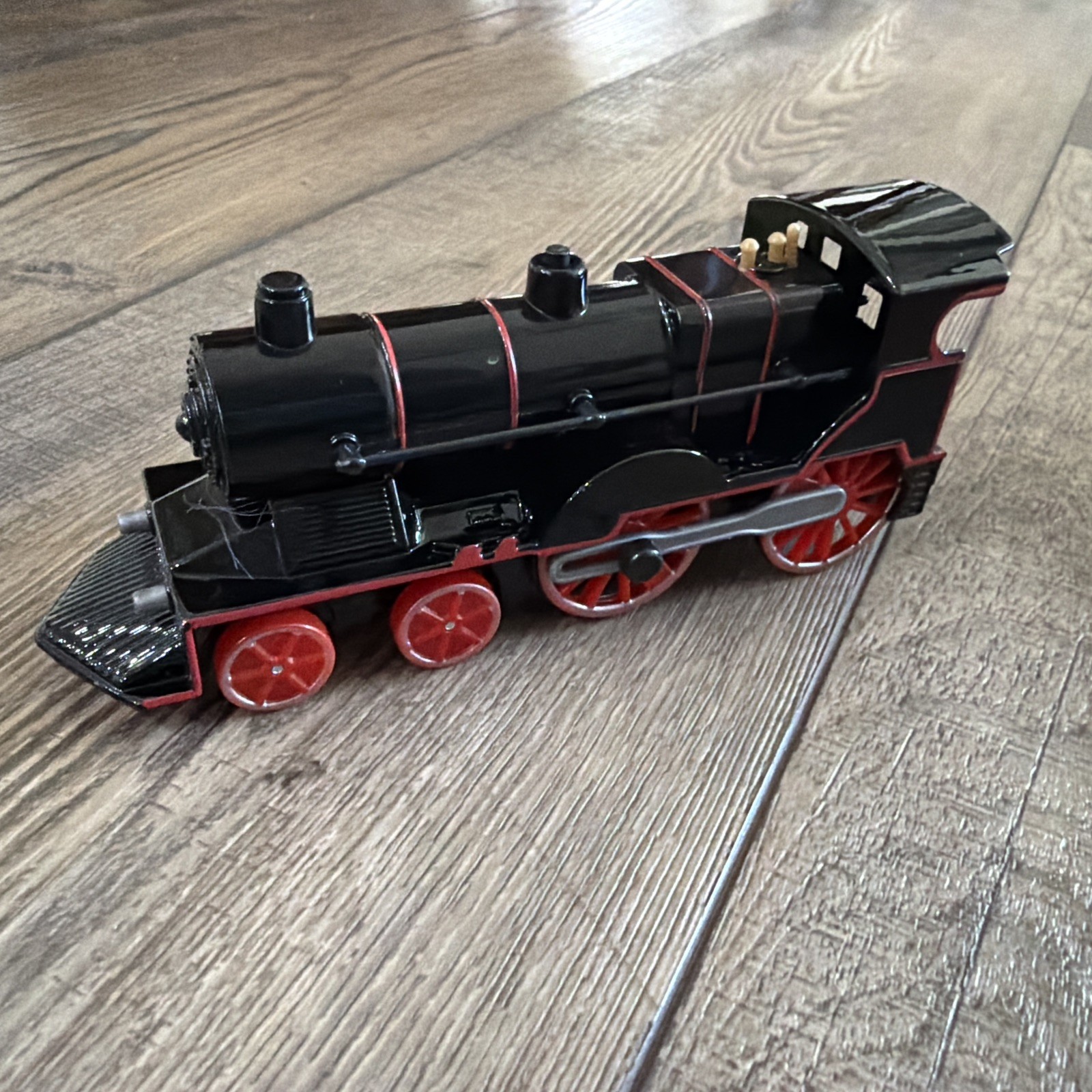 Toysmith Light and Sound Pull Back Train Engine Black and Red 6” Toy Locomotive