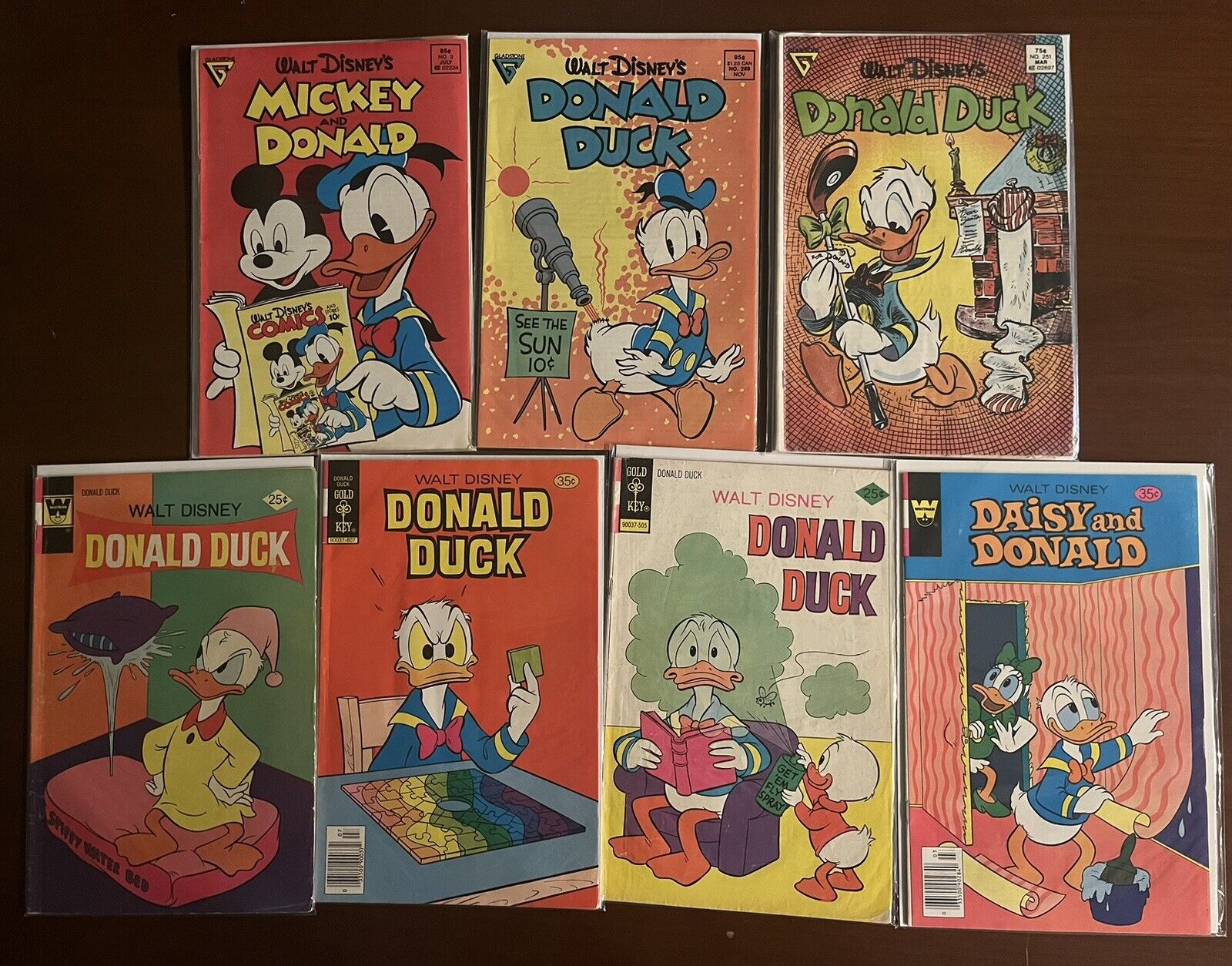 Lot Of Vintage Donald Duck and Mickey Mouse Comic Books Lot of 7 Issues