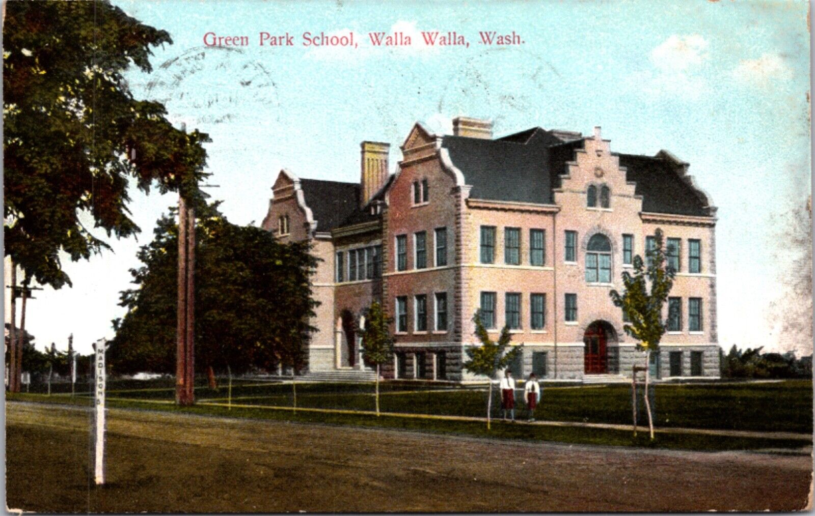 Postcard Green Park School in Walla Walla, Washington