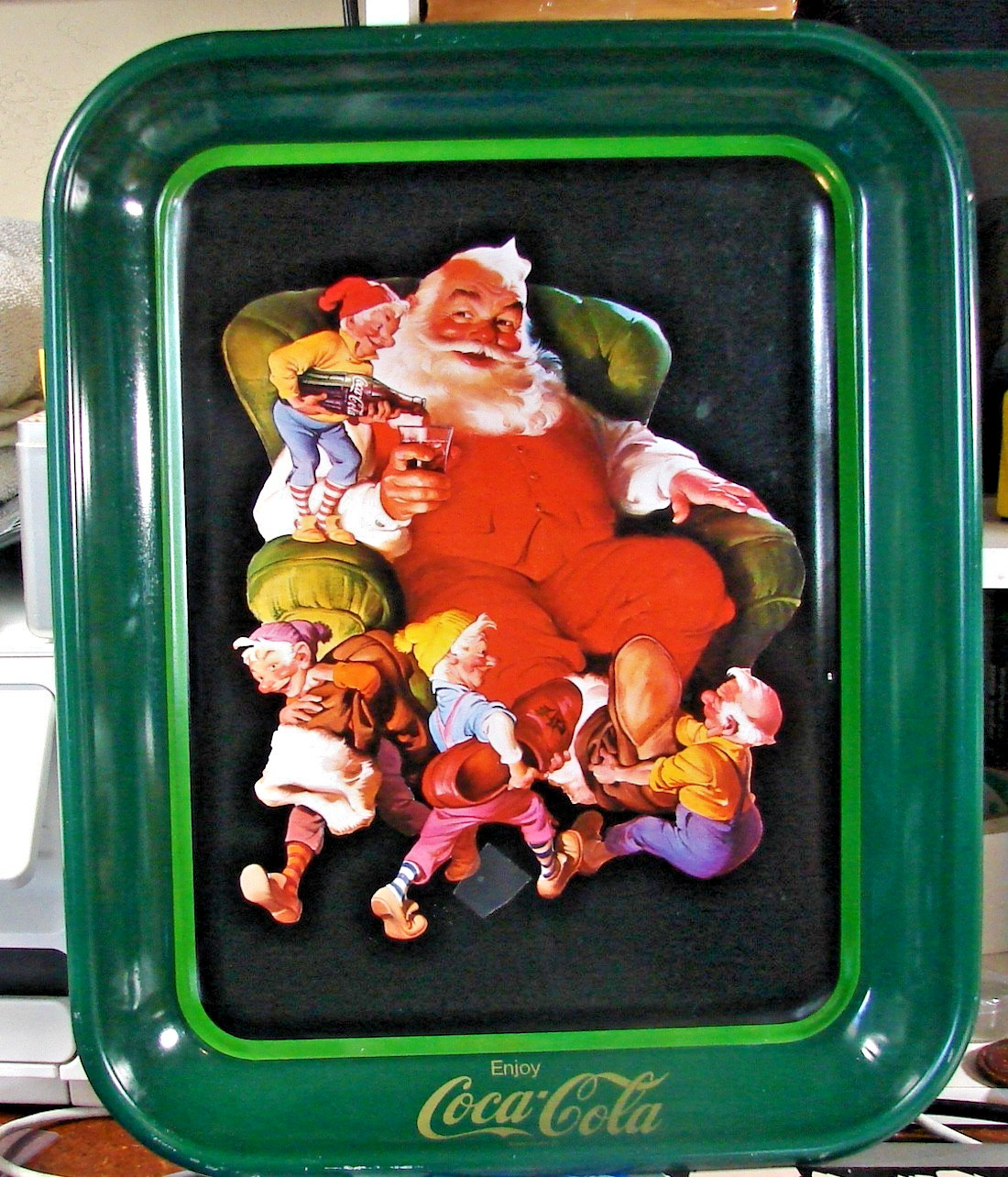 Vintage Coca Cola Tray--Santa Claus and Elves---Free Ship