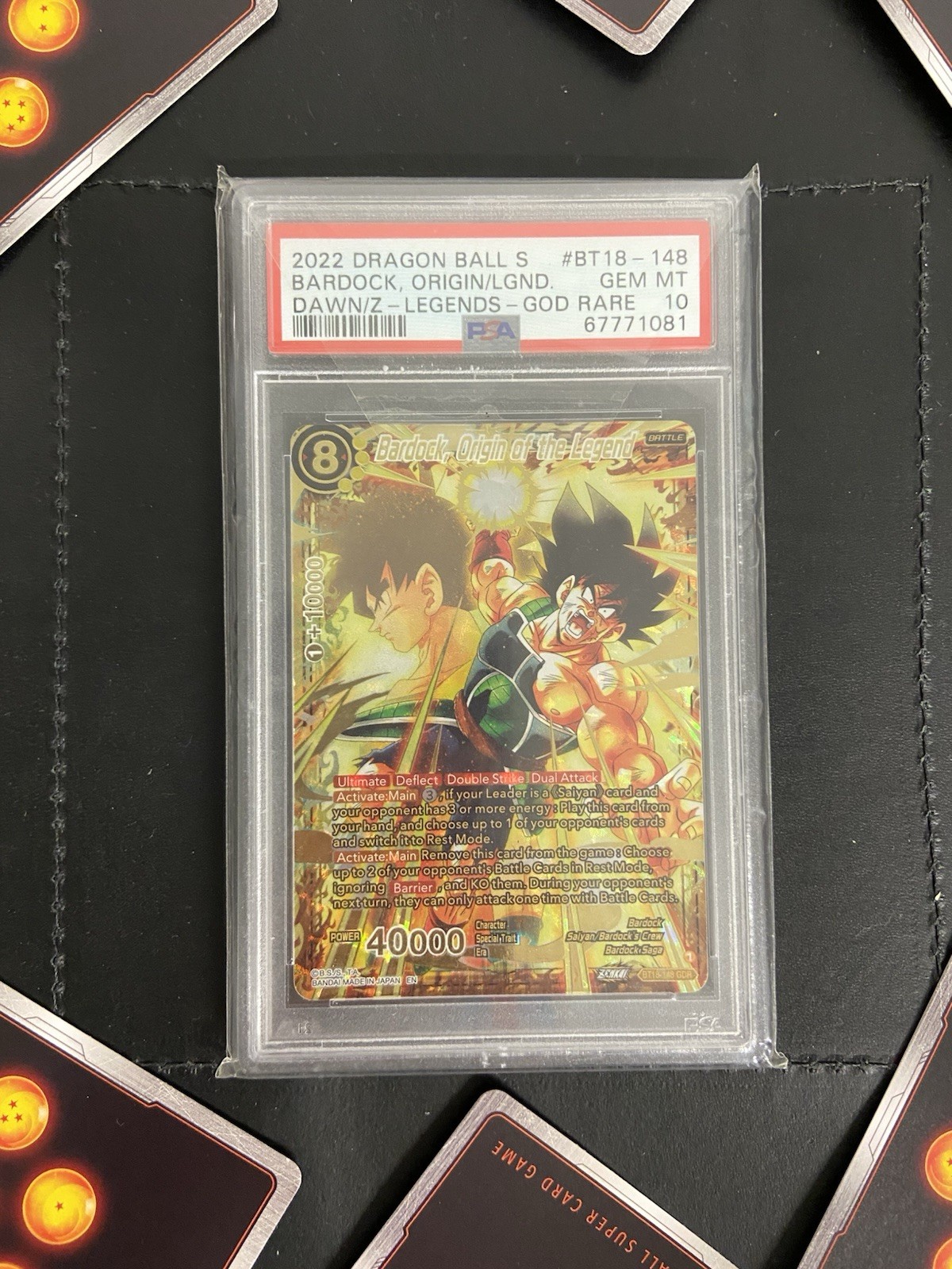 Dragon Ball GDR God Rare PSA 10 Bardock Origin of the Legend BT18-148