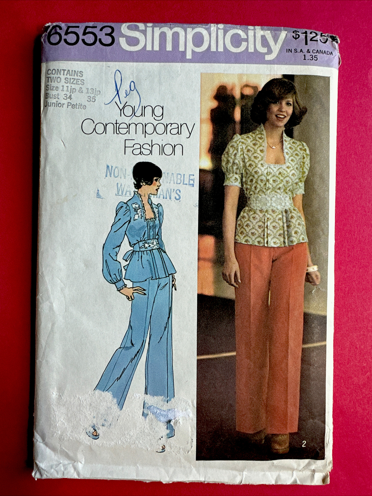 UNCUT Simplicity 6553 Puff Sleeve Blouse & Wide Leg Pants 11JP & 13JP
