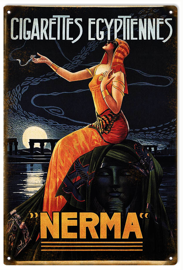 Vintage Style Metal Sign Cigarettes Egyptiennes Nerma . 12x18 .