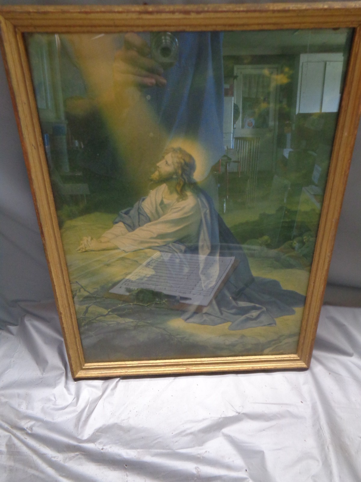 Vintage Wood Framed Jesus Praying In the Garden Christian 13 Vintage Wood Framed Jesus Praying In the Garden Christian 13