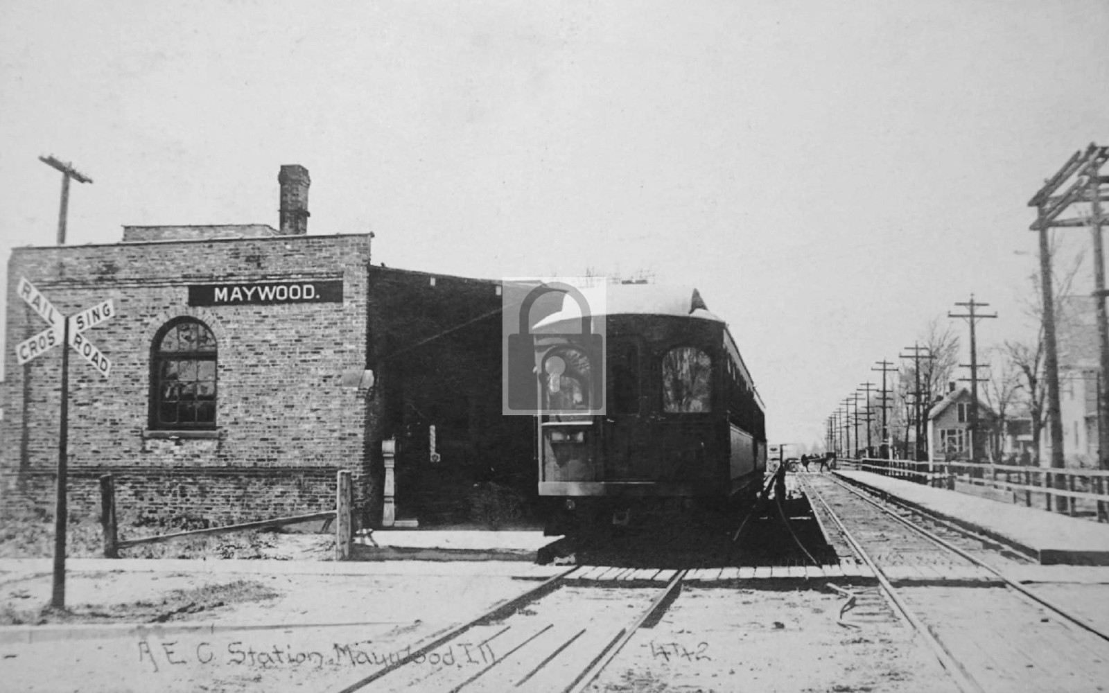 1910 Railroad Trolley Train Station Maywood Illinois IL - 11x17 Reprint