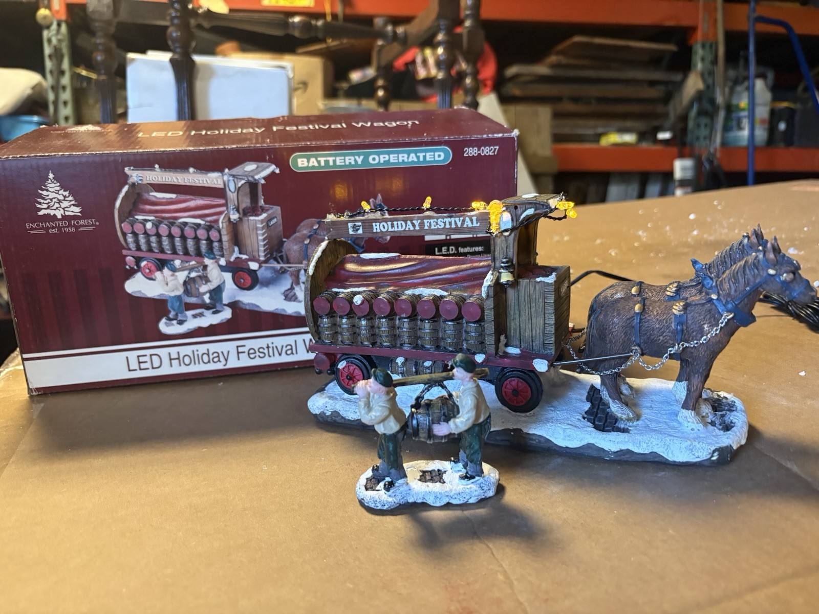 Enchanted Forest LED Hoiiday Beer wagon Christmas Village 
